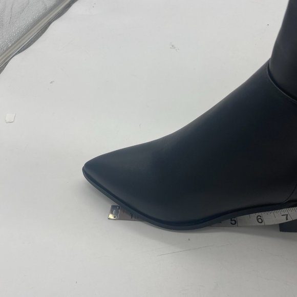 FSJ Black Casual Thigh High Tall Boots Chunky Low Heel Over The Knee Booties - Picture 6 of 11